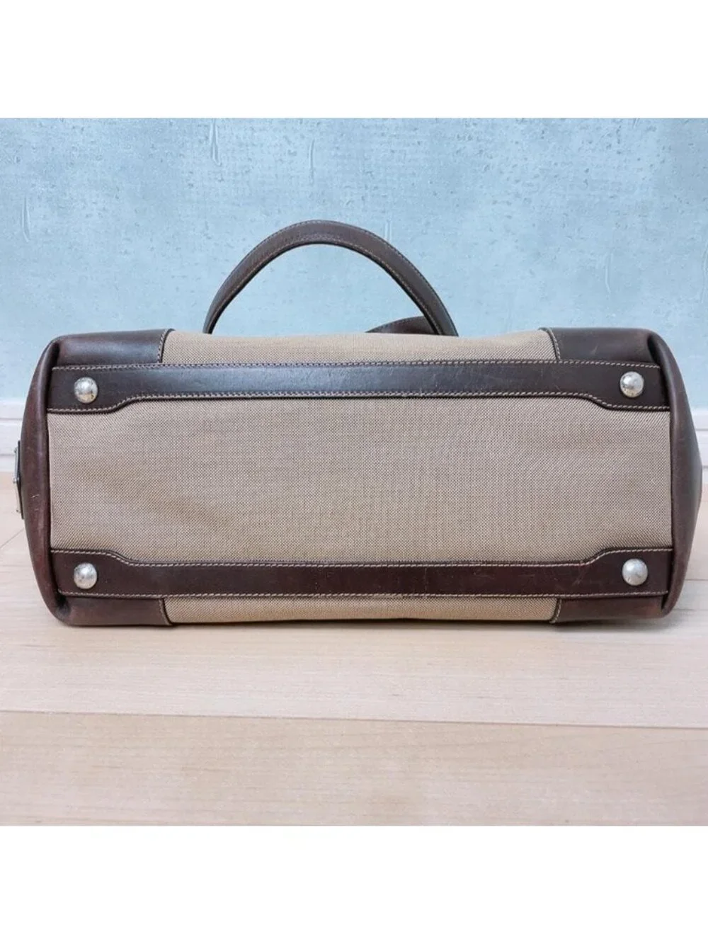 Prada Jacquard Canvas Tote Logo Brown
